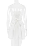 White Backless Bow Mini Dress-Outfit