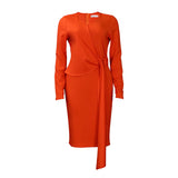Fongt Women's Autumn Fashion Large-Size V-Neck Long-Sleeved Temperament Pencil Skirt Dress