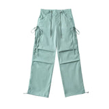 Side Drawstring Pleated Cargo Pants-Outfit