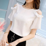 Style 2023 Spring OL Style Korean Version Round Neck Slim Blouse-Outfit
