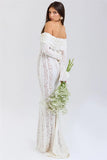 Lace Long Sleeve Off-shoulder Dress-Outfit