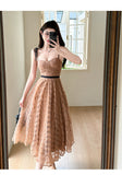 Fongt High-End Dress Dress 2025 Summer Light Luxury Famous Waist Thin Three-Dimensional Flower Hanging Skirt