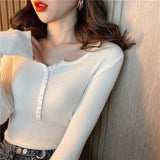 Fongt Sweater Women's Autumn And Winter Under The Bottom Shirt V Collar 2024 New Burst Long-Sleeved Black Tight