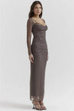 Sheer Long Sleeve Bodycon Maxi Dress-Outfit
