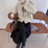 Spring Style Round Neck Soft Style Sweater Jacket Female Bow Tie Knitted Sweater Retro French Blouse-Outfit