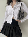 Basic Long Sleeve Button Blouse-Outfit