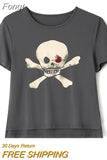 Women Goth Clothes y2k Crop Tops Summer 2023 T shirts Grunge 2000s Trashy Aesthetic Short Sleeve Tees Young Girls