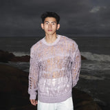 Fongt And Lonely Wind Hollow Knitted Shirt Male Sense Perspective Loose Long-Sleeved Net Eyes Twilight Twilight Tearing Up Fashion Clothes