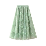 Fongt Yarn Embroidery Heavy Industry Half-Body Skirt Large-Size Dress 2025 Spring New A Word High-Waist Long Skirt 8692