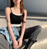 Fongt Girl Sports Slings Small Vest Women Wear In The Summer Inside The Bottom Of The Chest Design Small Fake Two-Piece