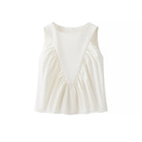 Fongt Women's Dress 2025 Summer Collar Sleeveless Wrinkle Shirt Shirt Top Women C92423F