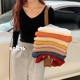 Fongt Knitted Shirt 2025 Autumn New Bottoming Shirt Slim Slim Solid Color Sweater Long Sleeves With A Short