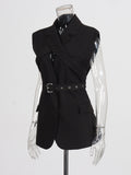 Fongt Suit 2025 Autumn New Fashion Niche Cross-Tape With Sleeveless Blazer Woman Trend