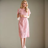Fongt Summer Dress New Korean Style Temperament Lace To Receive Waist And Hollow Water Melted Medium Long Dress Dress Woman