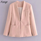 Spring Women's Solid Color Slim Simple Leisure Suit Coat Chic and Elegant Woman Jacket Women's Blazer Tailoring Blazer