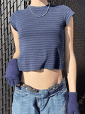 Vintage Striped Baby Crop Top-Outfit