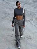 Pants Baggy Sweatpants Women Joggers Trousers Loose Drawstring High Waist Solid L Streetwear Y2K