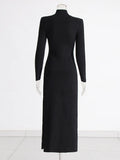 Australian Trendy Collar Long-Sleeved Dress 2025 Summer New High-End Splicing Tie Design Long