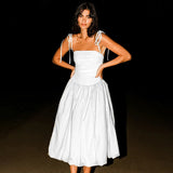 Tube Solid Frill Midi Dress-Outfit