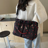 Printed Cherry Large Capacity Shoulder Bag-Outfit