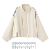 Fongt Spring Pilot Jacket Bat Sleeve Zipper Loose Tuffen Jacket Women's Casual Jacket