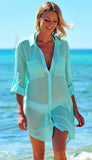 Fongt Wrinkled Two Pockets Of Beach Bikini Sunscreen Shirt, Beach Blouse (4