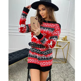 Deer Knitted Long Sleeve Round Neck Casual Winter Autumn Pullover Clothes Ladies Fashion Sweater Women
