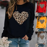 Round Neck Leopard Print Heart Printing Hooded Veet