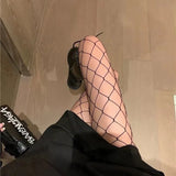 Black Stockings Women's Thin Black Ins Bodie Stockings Nets With Diamond White JK Pantyhose