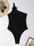 2024 New Solid Color Conjoint Special Fabric Small Flower Conjoined Swimsuit Bikini