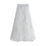 Fongt And Winter Korean Version Of Tight Waist Fashion Splicing Thin Mesh Splicing Irregular Long Waist Half-Body Skirt 8868