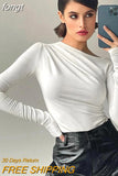 Sleeve Top White T-Shirts Women Basic Crop Top Autumn Pollover Solid Skew Neck T Shirt Streetwear Basic Black Y2K