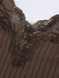 Lace Paneled Rib Crop Cami Top-Outfit