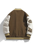 Men's Embroidery Button-Up Varsity Jacket-Outfit