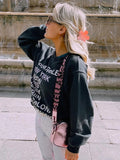 Printed Sweatshirts for Women Vintage Washed Fashion Pullovers Tops 2023 Spring Autumn Female Loose Sweatshirt