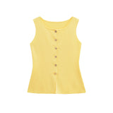 Fongt Explosion Women's Fashion Vest Gold Buckle Trim