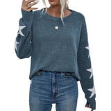 Fongt And Winter Women's Knitted Sweater Fashion Pure Color Five-Pointed Star-Colored Collar Collar Sweater