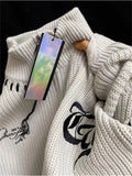 Cardigan Sweater Women's 2023 New Autumn Winter Lapel Collar Vintage Zipper Loose Coat Knitted Cardigan Oversized