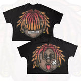 T-Shirt Hip-Hop Fun Cartoon Pattern Printing Oversized T-Shirt Original Gothic Cotton Short Sleeves-Outfit