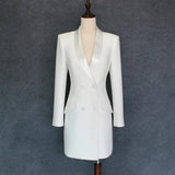 QUALITY New Fashion 2023 Runway Designer Dress Women's Long Sleeve Double Breasted Notched Collar