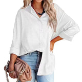 Women's Spring And Summer New Lapel Open-Button Leopard Print Jacquard Shirt Temperament Commuter Long-Sleeved Shirt-Outfit