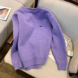 purple thick sweater loose new retro niche knitted top