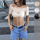 Fongt Spring And Summer Explosion Women's First-Word Short-Sleeved