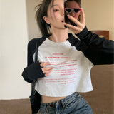 Vintage Raglan Sleeve Crop Top-Outfit
