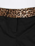 Leopard Splice Elastic Waist Flare Leg Pants-Outfit