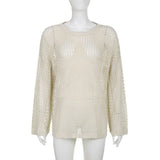 Hollow Out Star Crochet Knit Top-Outfit