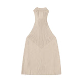 New Spring Style Hangs Neck Slim Buttons And Decorates Knitted Blouse 4566422-Outfit
