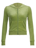 Velvet Zip Up Hoodie-Outfit
