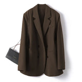 Fongt Small Suit Jacket Female Spring And Autumn Korean Version Loose Temperament Versatile Double Breasted Casual Professional Suit Jacket New-Outfit