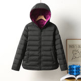 Autumn Winter New Down Jacket Female Short Money Thin Limo Casual Seamless Pressure Glue Collision Color White Duck Down Coat Tide-Outfit